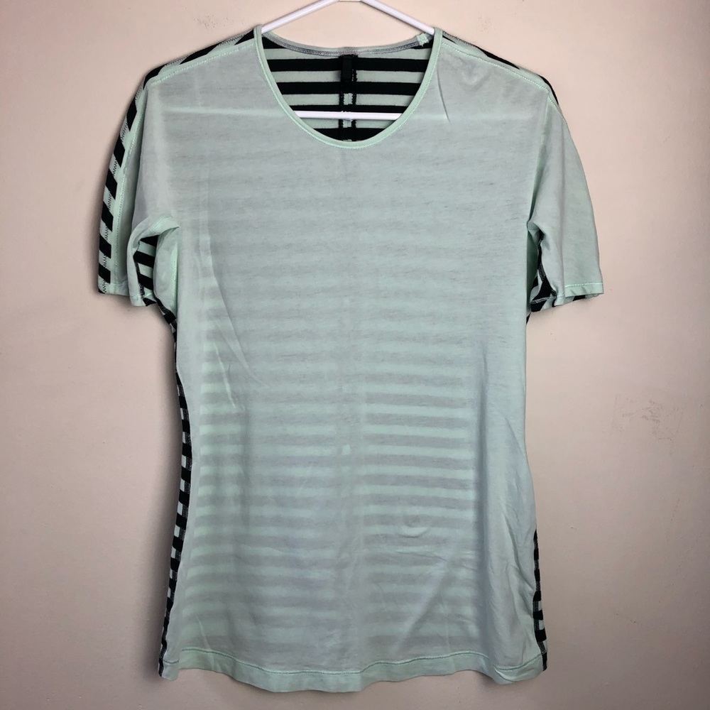 Lululemon Mint Green Black Striped T-shirt